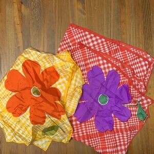 Vintage Acetate Scarf Bundle of 2 Floral and Plaid